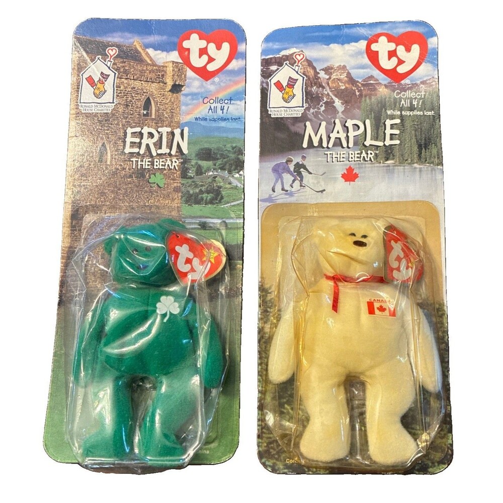 SEALED Two 1999 McDonalds Ty Beanie Baby OakBrook ERIN & MAPLE